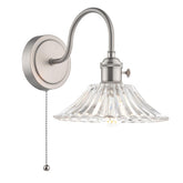 Hadano Wall Light Antique Chrome With Clear Flared Glass shade