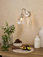 Hadano Wall Light Antique Chrome and Scalloped Bell Glass