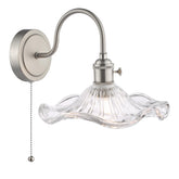 Hadano Wall Light Antique Chrome and Wavy Glass