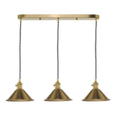 Hadano 3 Light Brass Suspension With Aged Brass Shades