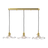 Hadano 3 Light Bar Pendant Natural Brass and Wavy Glass