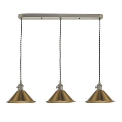 Hadano Triple Bar Pendant Modular Dar Lighting Antique Chrome