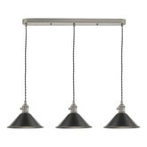 Hadano 3 Light Antique Chrome Suspension With Antique Petwer Shades