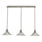 Hadano 3 Light Antique Chrome Suspension With Flared Glass Shades
