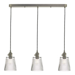 Hadano Triple Bar Pendant Modular Dar Lighting Antique Chrome