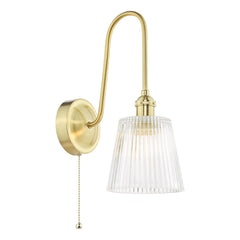 Hadano Wall Light Natural Brass and Ribbed Glass