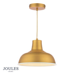 Joules Hatfield Pendant Matt Antique Brass and Cream