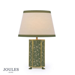 Joules Helmingham Table Lamp Matt Antique Brass With Shade Green Print
