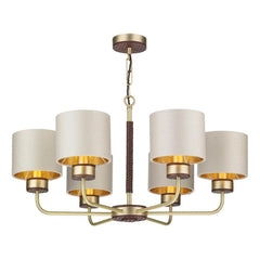 David Hunt Lighting Hunter 6 Lt Pendant Brass with Bespoke Shades   HUN0640