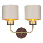 David Hunt Lighting Hunter Double Wall Light Brass with Bespoke Shade HUN0940
