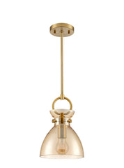 Horizon Pendant Brushed Brass With Amber Glass