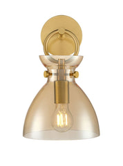 Horizon 1lt Wall Light Brushed Brass With Amber Glass