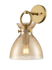 Horizon 1lt Wall Light Brushed Brass With Amber Glass