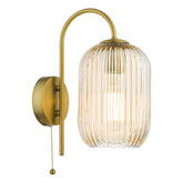 Idra Wall Light Aged Bronze and Champagne Ribbed Glass