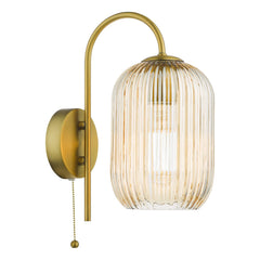 Idra Wall Light Aged Bronze and Champagne Ribbed Glass