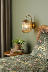 Idra Wall Light Aged Bronze and Champagne Ribbed Glass