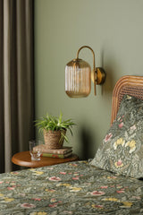 Idra Wall Light Aged Bronze and Champagne Ribbed Glass