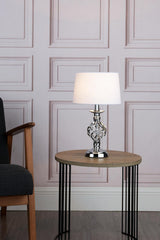Iffley Touch Table Lamp Polished Chrome Twist Cage Base With Shade