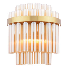 Imani 2 Light Wall Light Natural Brass and Champagne Ribbed Glass