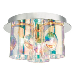 Inter 3lt Flush Pol Chrome & Iridised Glass Dar Lighting