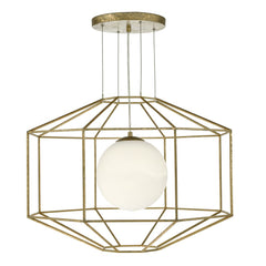 Izmir Hexagonal Old Gold Frame with Opal Glass