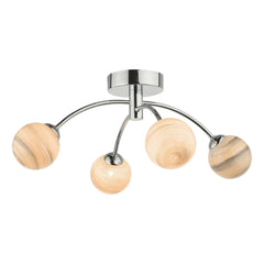Izzy 4 Light Semi Flush Polished Chrome Swirl Glass Dar Lighting