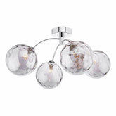 Izzy 4 Light Semi Flush Polished Chrome With Smoked Dimpled Glass