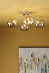 Izzy 4 Light Semi Flush Polished Chrome With Smoked Dimpled Glass