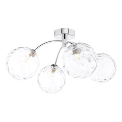 Izzy 4 Light Semi Flush Polished Chrome Clear Dimpled Glass Dar Lighting