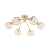 Izzy 6 Light Semi-Flush Matt Gold With Organic Amber Glass