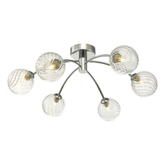 Izzy 6 Light Semi Flush Polished Chrome Twisted Glass Dar Lighting