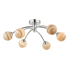 Izzy 6 Light Semi Flush Polished Chrome Swirl Glass Dar Lighting
