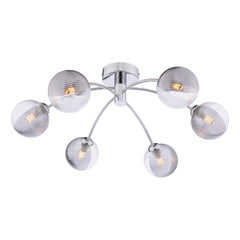 Izzy 6lt Semi Flush Polished Chrome With Smoked/Clear Ribbed Glass