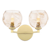 Izzy 2 Light Wall Light Matt Gold With Organic Amber Glass