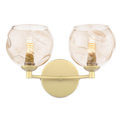 Izzy 2 Light Wall Light Matt Gold With Organic Amber Glass