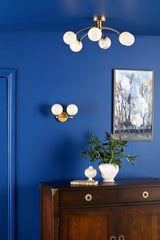 Izzy 2 Light Wall Light Matt Gold With White Confetti Glass