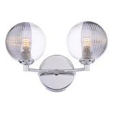 Izzy 2 Light Wall Light Polished Chrome With Smoked/Clear Ribbed Glass