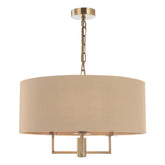 Jamelia 3 Light Shadelier Antique Brass Taupe Shade
