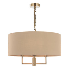 Jamelia 3 Light Shadelier Antique Brass Taupe Shade