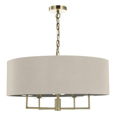 Jamelia 5 Light Shadelier Antique Brass Taupe Shade