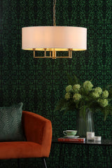 Jamelia 5 Light Shadelier Antique Brass Taupe Shade