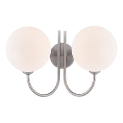 Jared 2 Light Wall Light Satin Nickel With Opal Glass