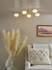 Jasper 5 Light Semi-Flush Satin Gold and Opal Glass