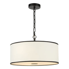 Jemima 3 Light Pendant White and Matt Black With Shade