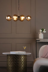 David Hunt Lighting Juno 8 Light Pendant In Antique Brass With Amber Glass