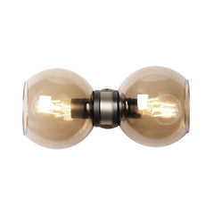 David hunt Lighting Juno Double Wall Light Pendant In Antique Brass With Amber Glass