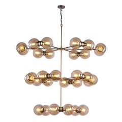 Juno 30 Light Pendant Antique Brass and Smoked Glass