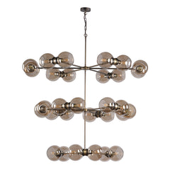 Juno 30 Light Pendant Antique Brass and Smoked Glass