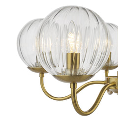 Jocelyn 5 Light Armed Pendant Natural Brass and Glass