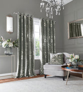 Laura Ashley Josette Metallic Ready Made Eyelet Curtains